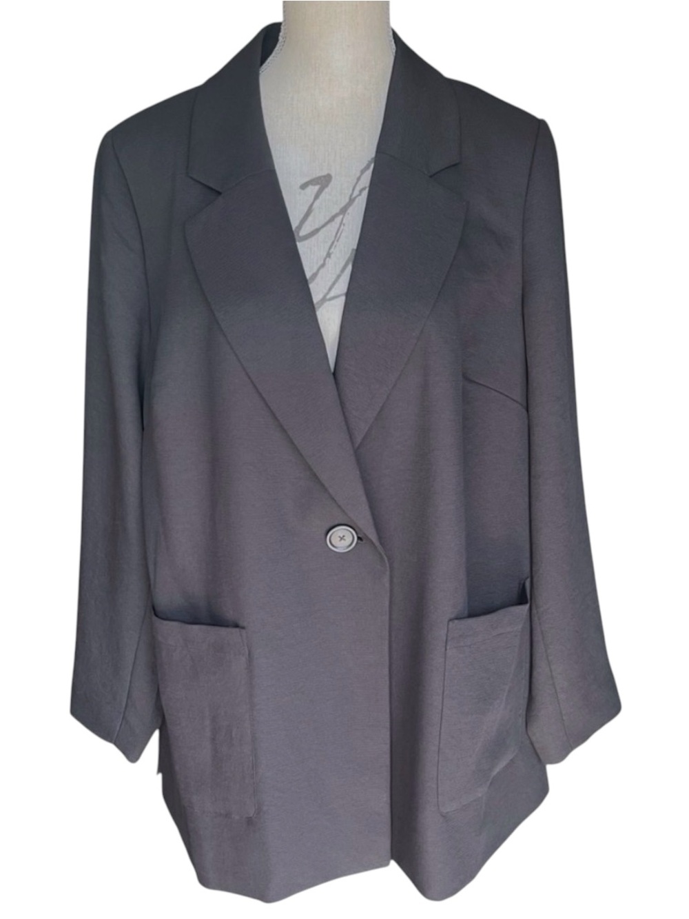 Addition Elle Black One Button Patch Pocket Blazer Jacket (20)